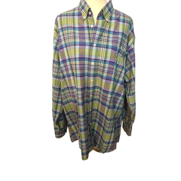 Cinch Other - Cinch button down green blue and plaid long sleeve shirt